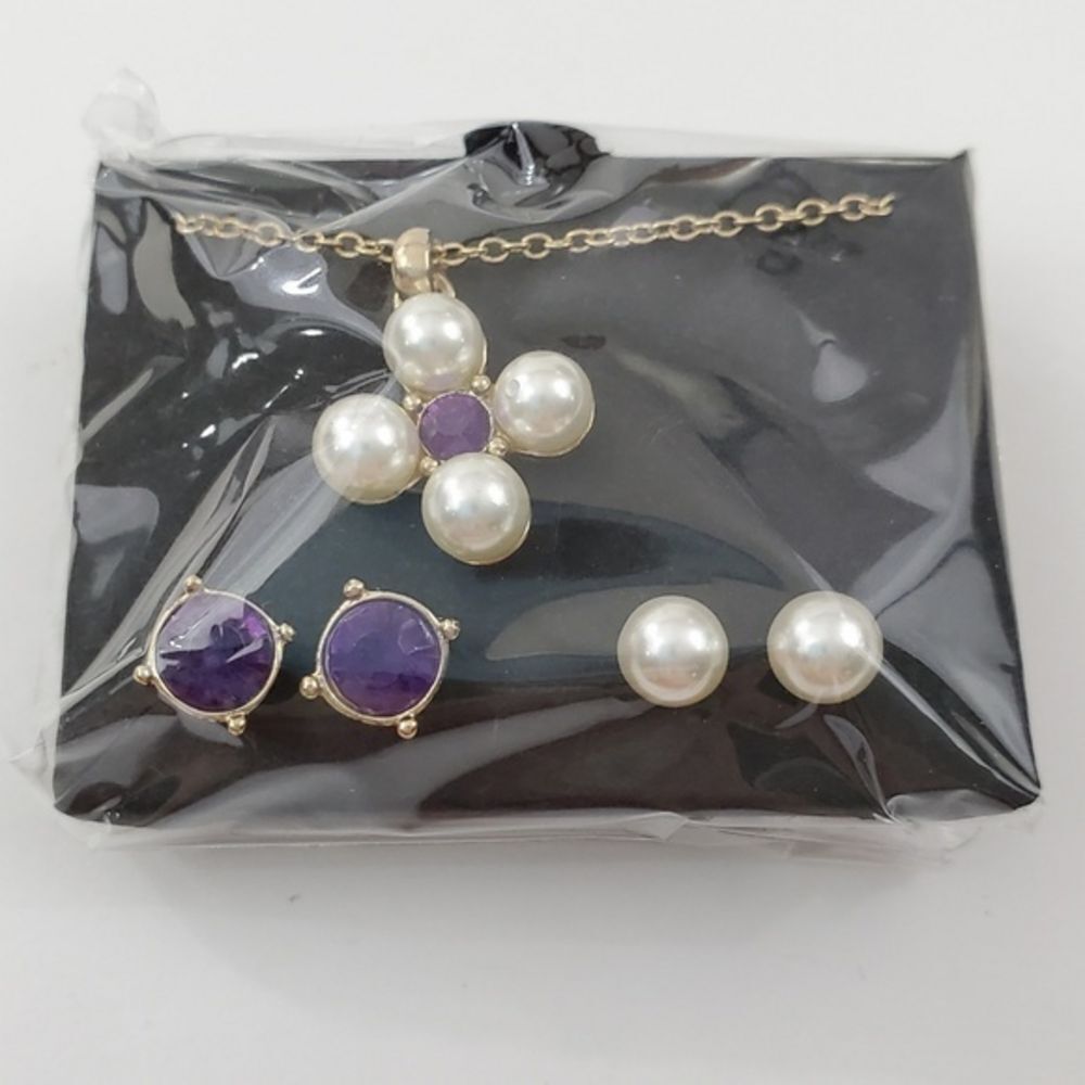 Shofel Brothers SHB Necklace Earrings Lot 3‎ Purple